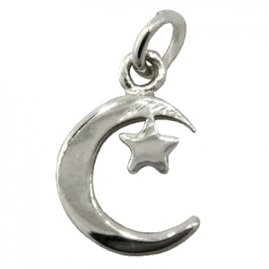 Colgante luna-estrella sin piedras platabella enchapado rodinado